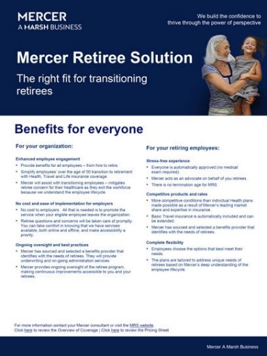 Cover: Mercer Retiree Solution