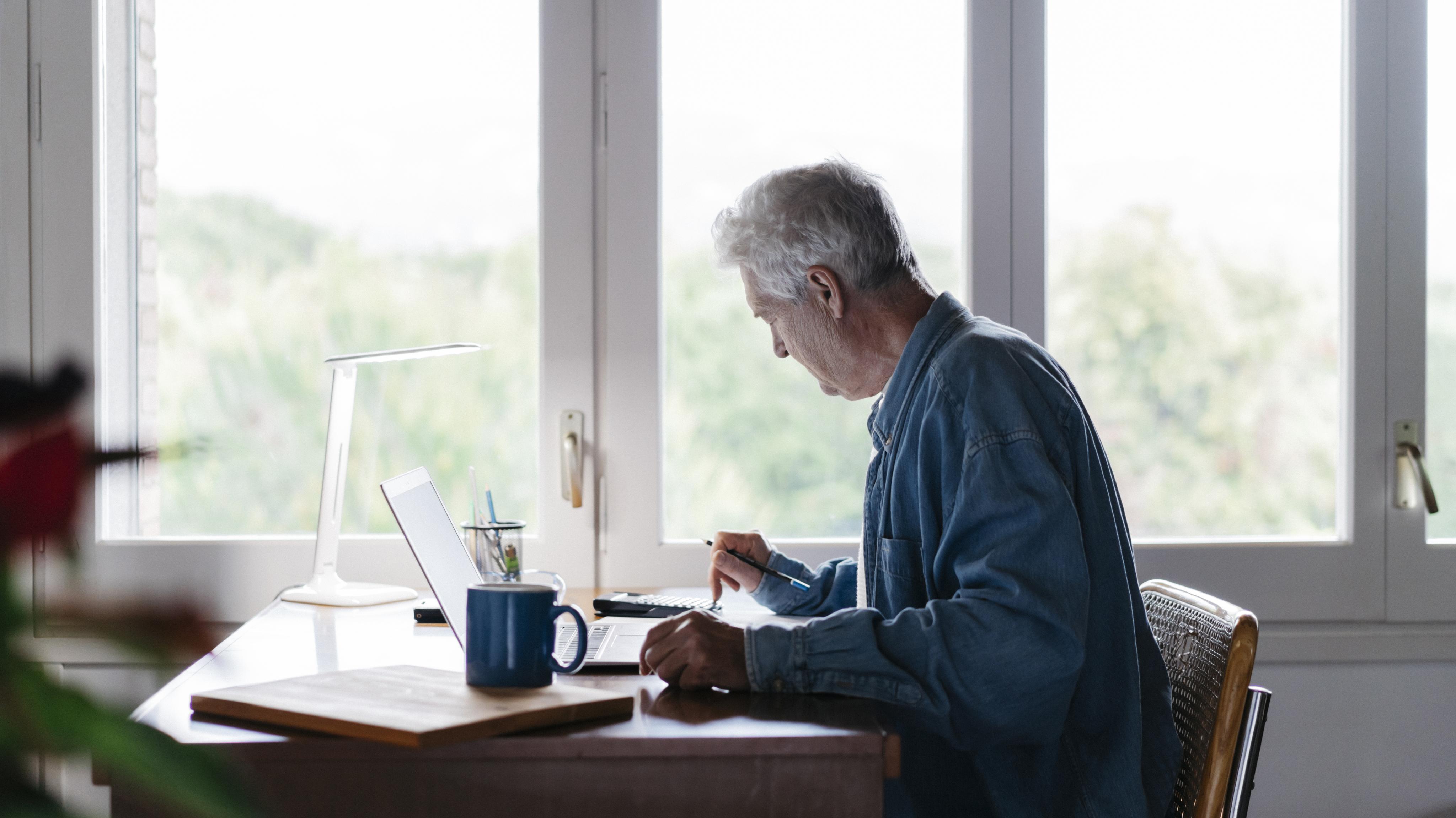 Man sitting at a desk