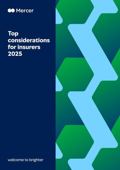 Report cover for top considerations for insurers 2025