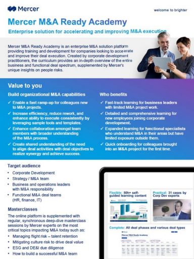Mercer M&A Ready Academy brochure