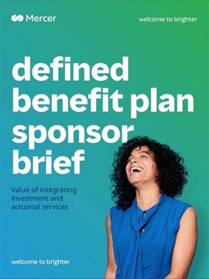 Cover of the defined benefit plan sponsor brief, value of integrating investment and actuarial services brochure