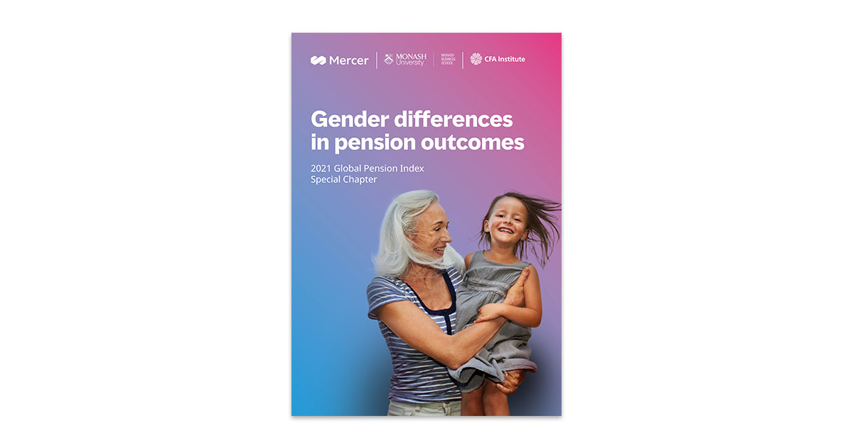 Report cover, Gender differences in pension outcomes. 2021 Global Pension Index Special Chapter