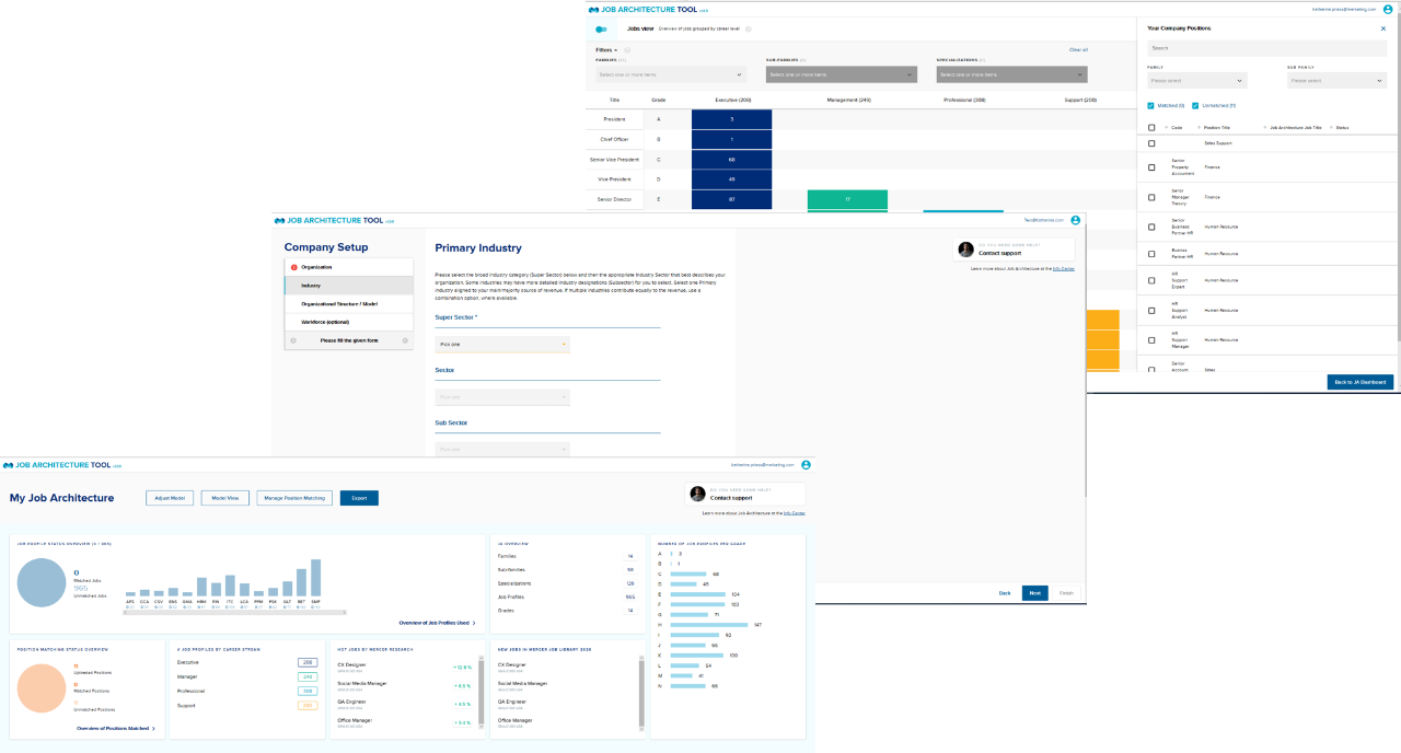 Benutzeroberfläche des Mercer Jobarchitecture Tools für effektives Workforce Management