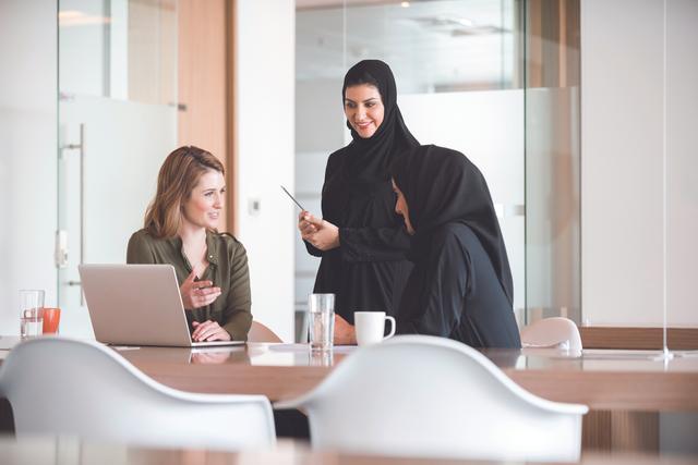 Three women discussing