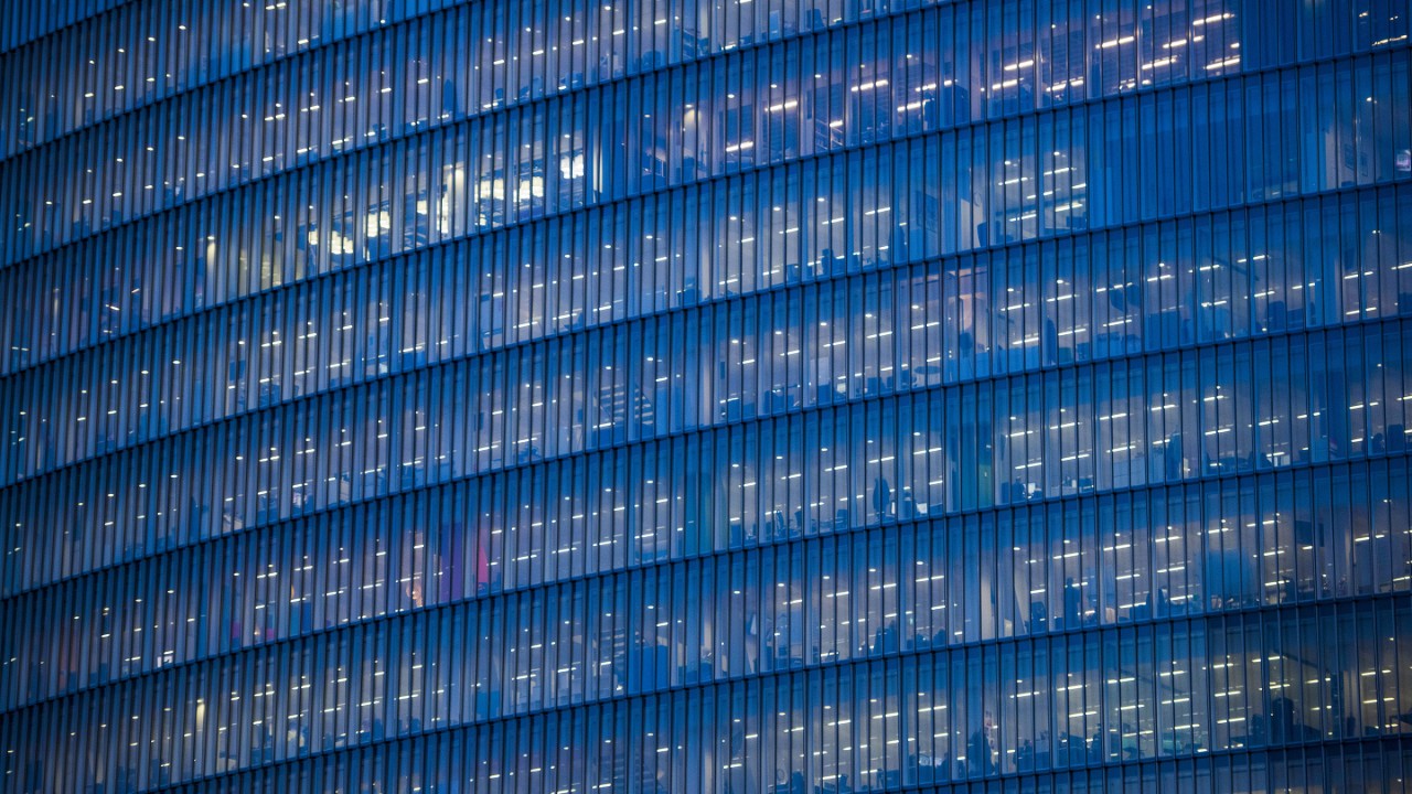 Close up view of an office building