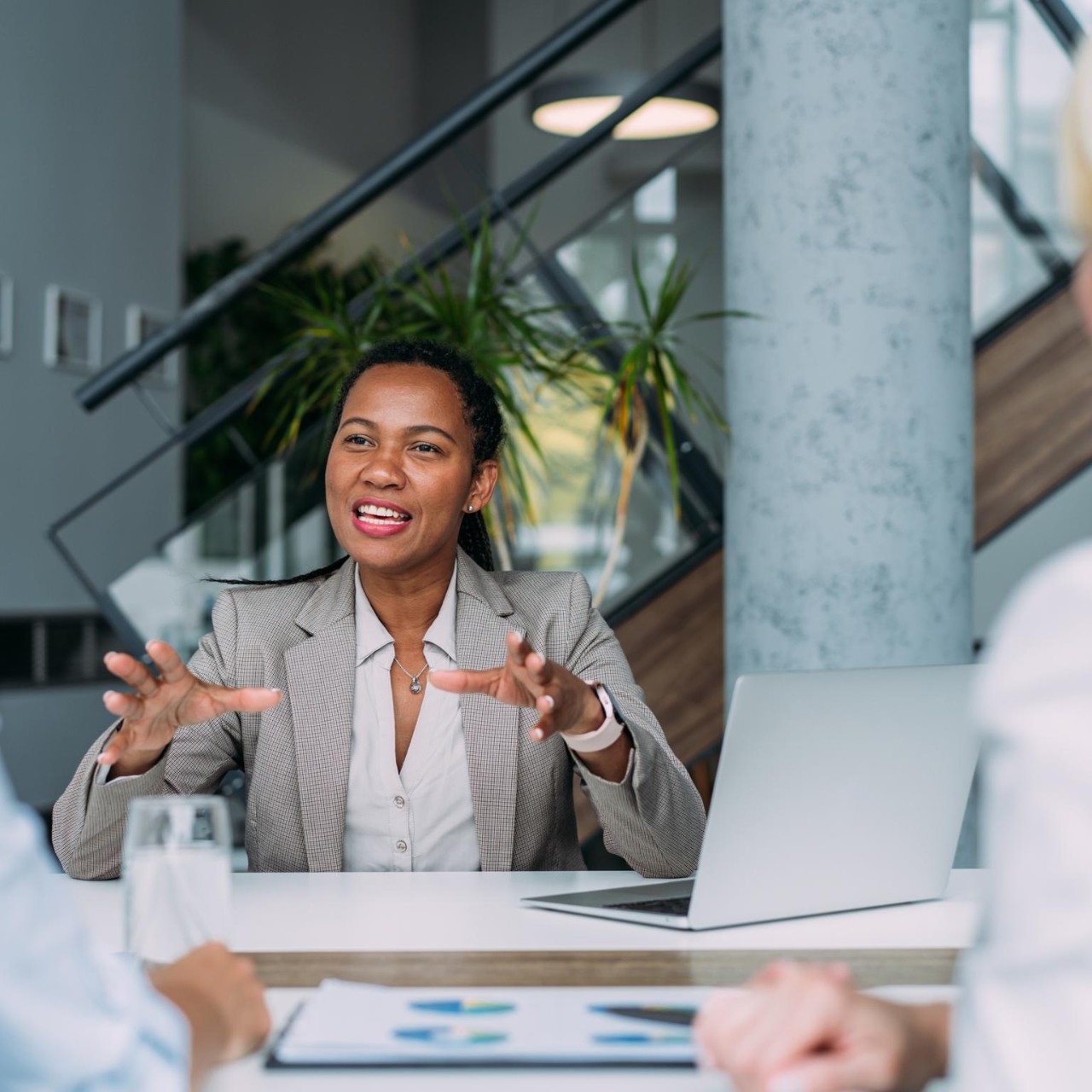 Three female entrepreneurs on meeting in board room