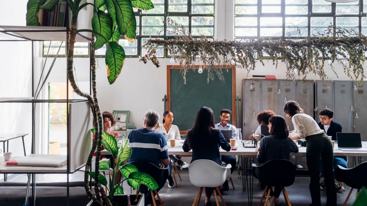 People in the office discussing alternative investment solutions 
