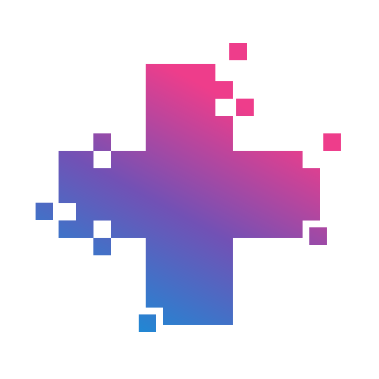 Emergency cross sign in pink and blue gradient