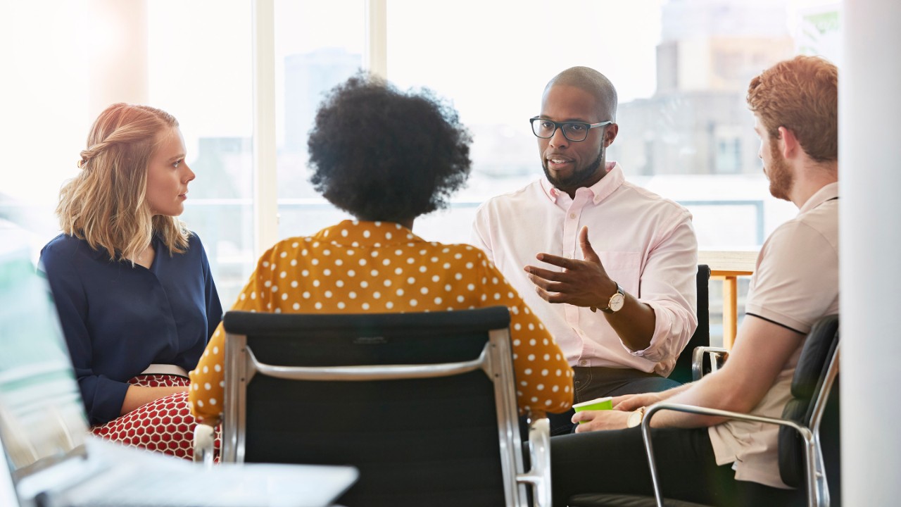 Business people having meeting in modern office