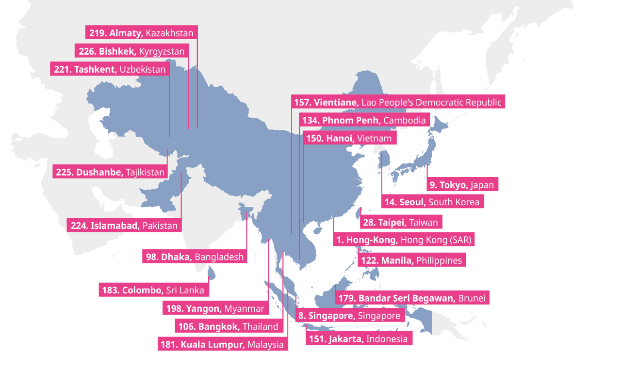 Cost of Living 2022 Asia Map Infographic