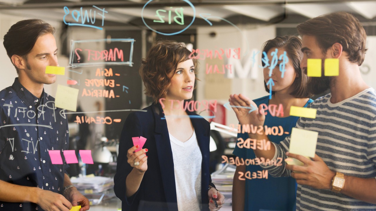 Business people discussing over plan