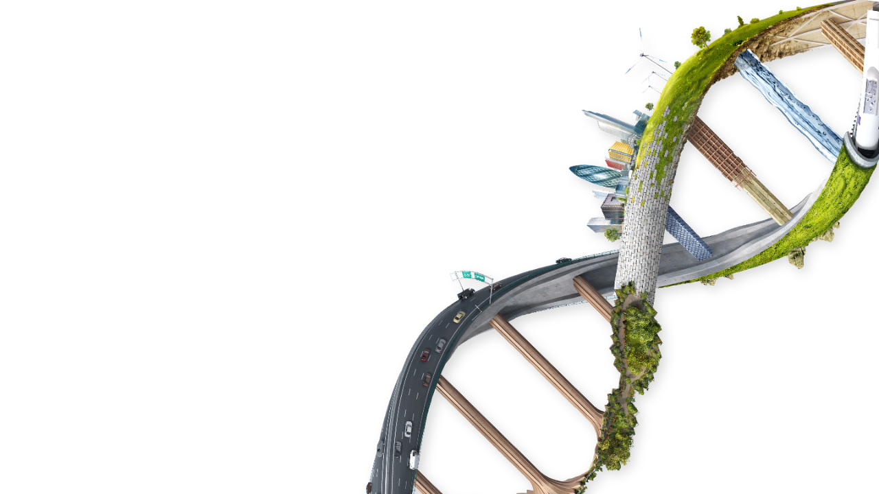 Building and roads on a twisted artwork