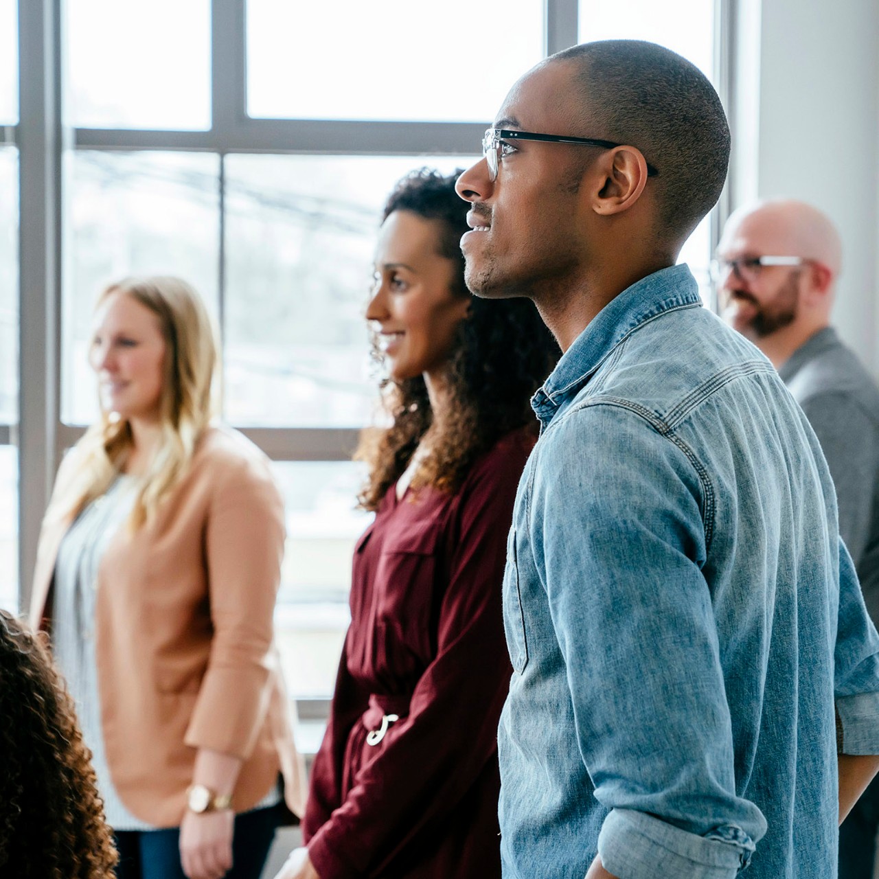 Business people near whiteboard