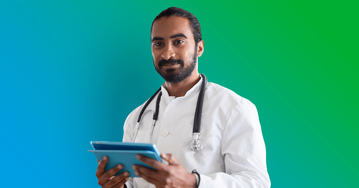 Doctor using tablet