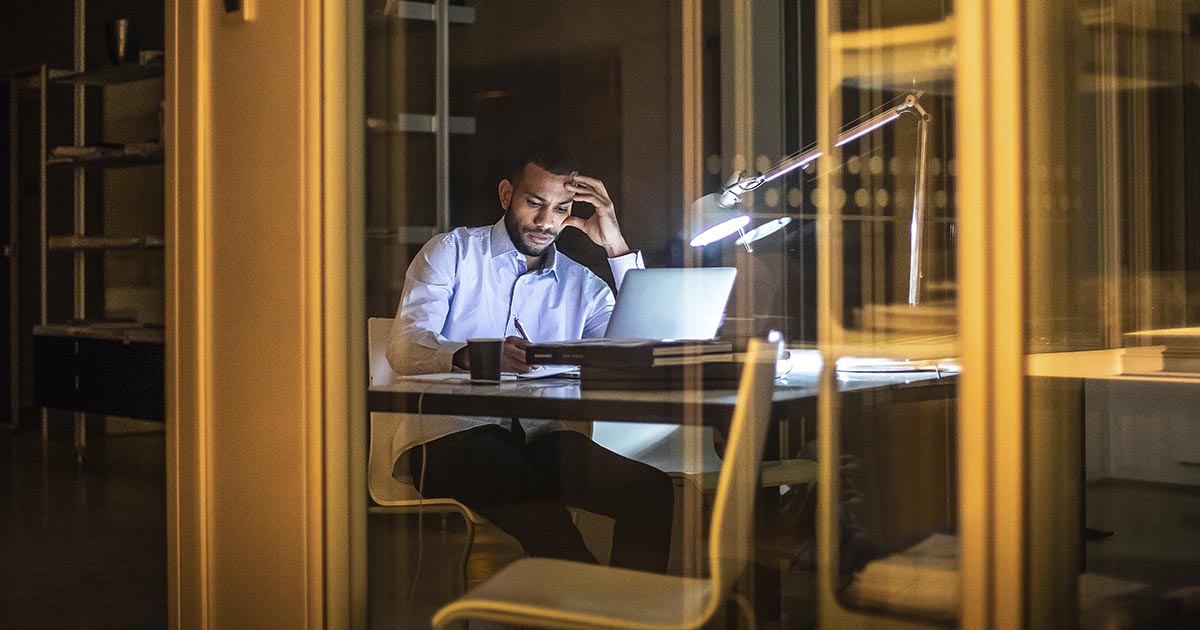 1132033797
Businessman Working Late in The Office