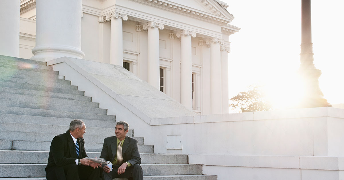 Businessmen sitting on steps talking, courthouse, government, legislative, two men, man
Environment: City, Urban; Lifestyle: Working; Work: Office, General, Professions 