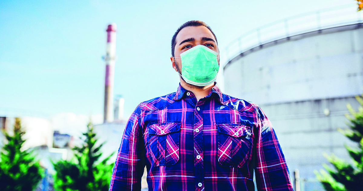 male wearing a mask