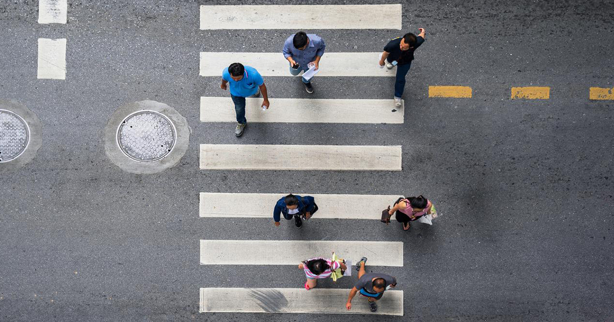 Asia crosswalk crossing city road
