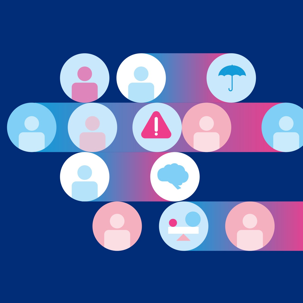 plusieurs icônes avec fond bleu foncé