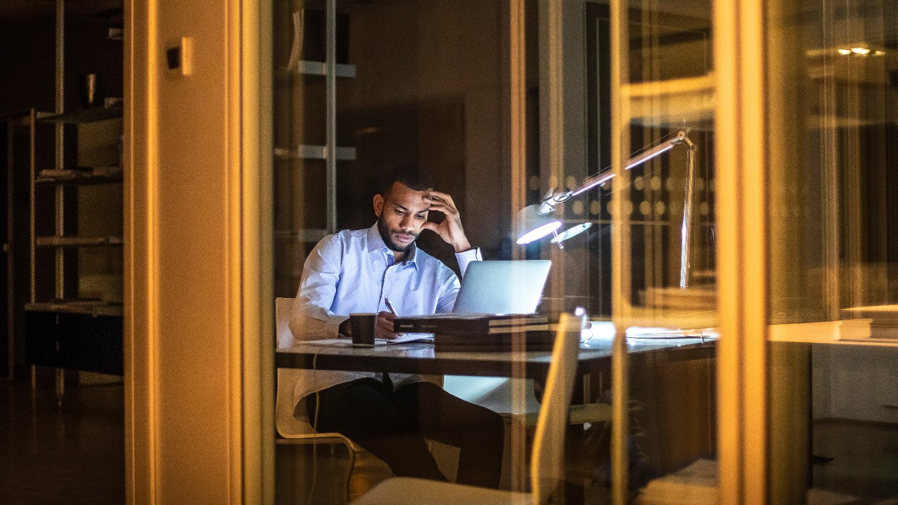 Businessman Working Late in The Office