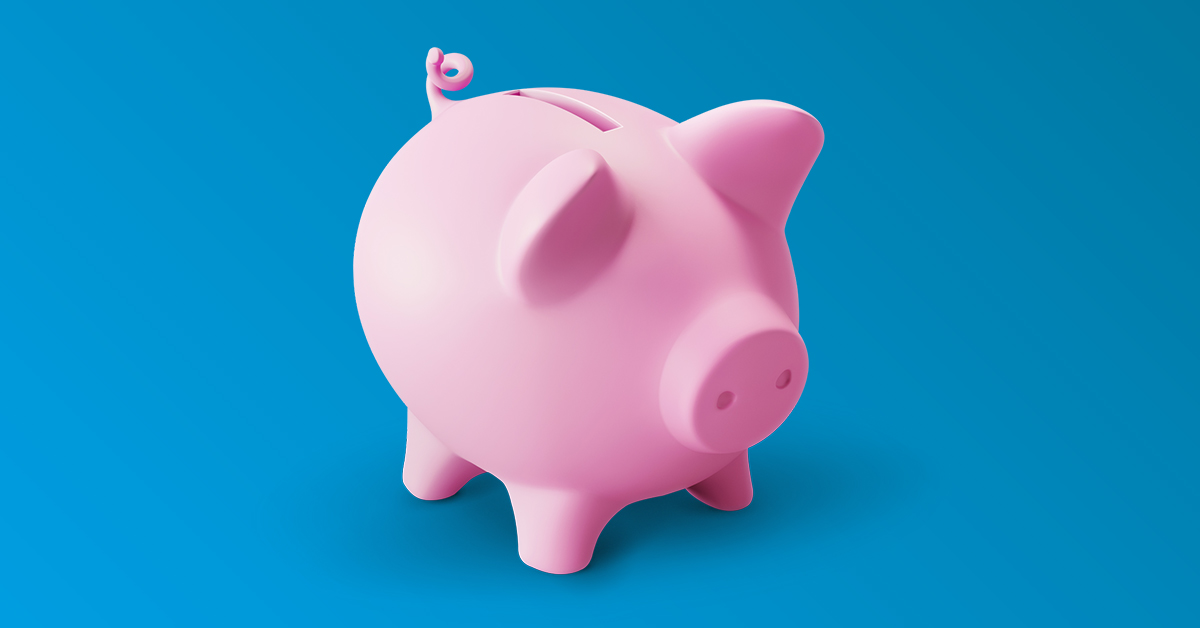 Pink piggy bank - turquoise gradient
