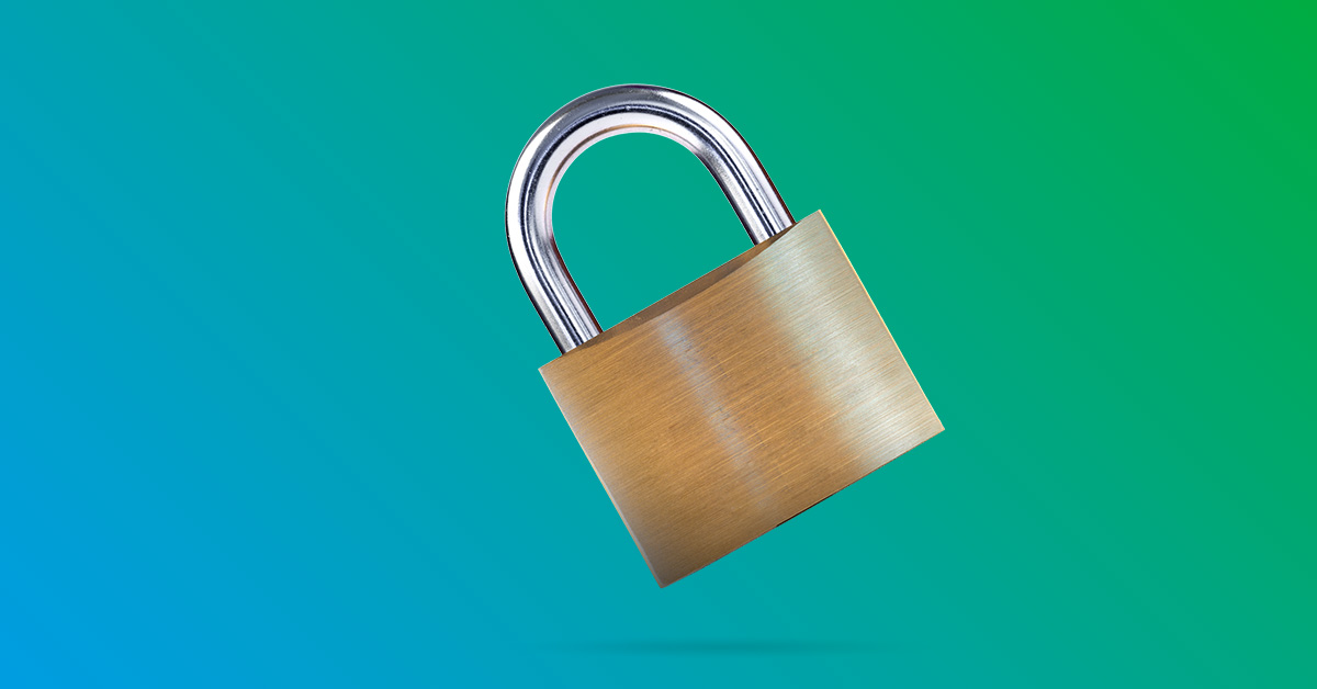 Locked padlock - blue to green gradient