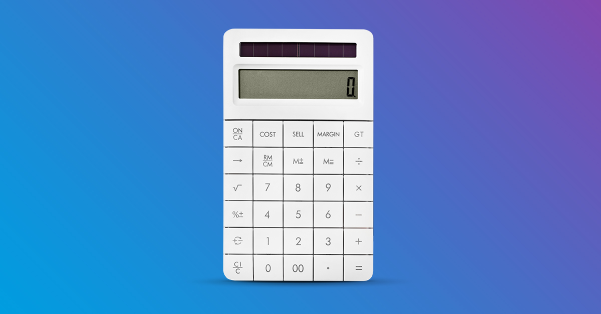 calculator on blue and purple gradient background