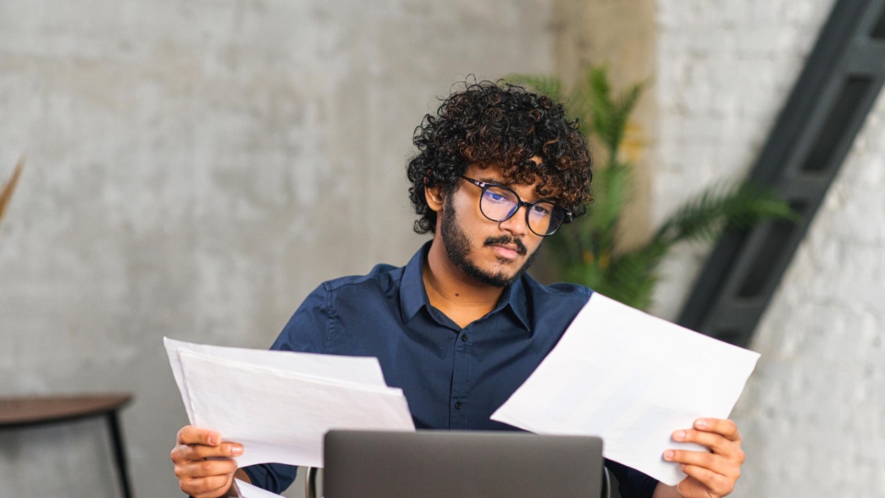 Young male in an office working