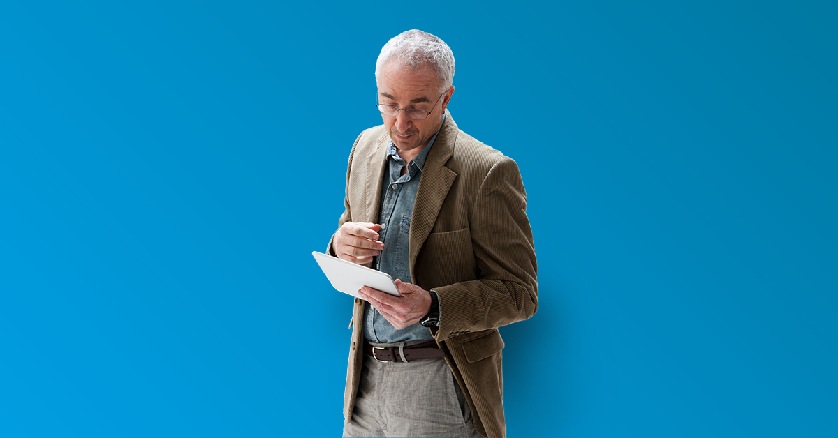 man reading paper