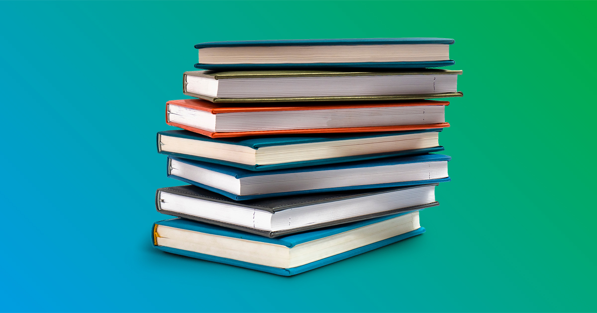Stacked books - Blue to green gradient