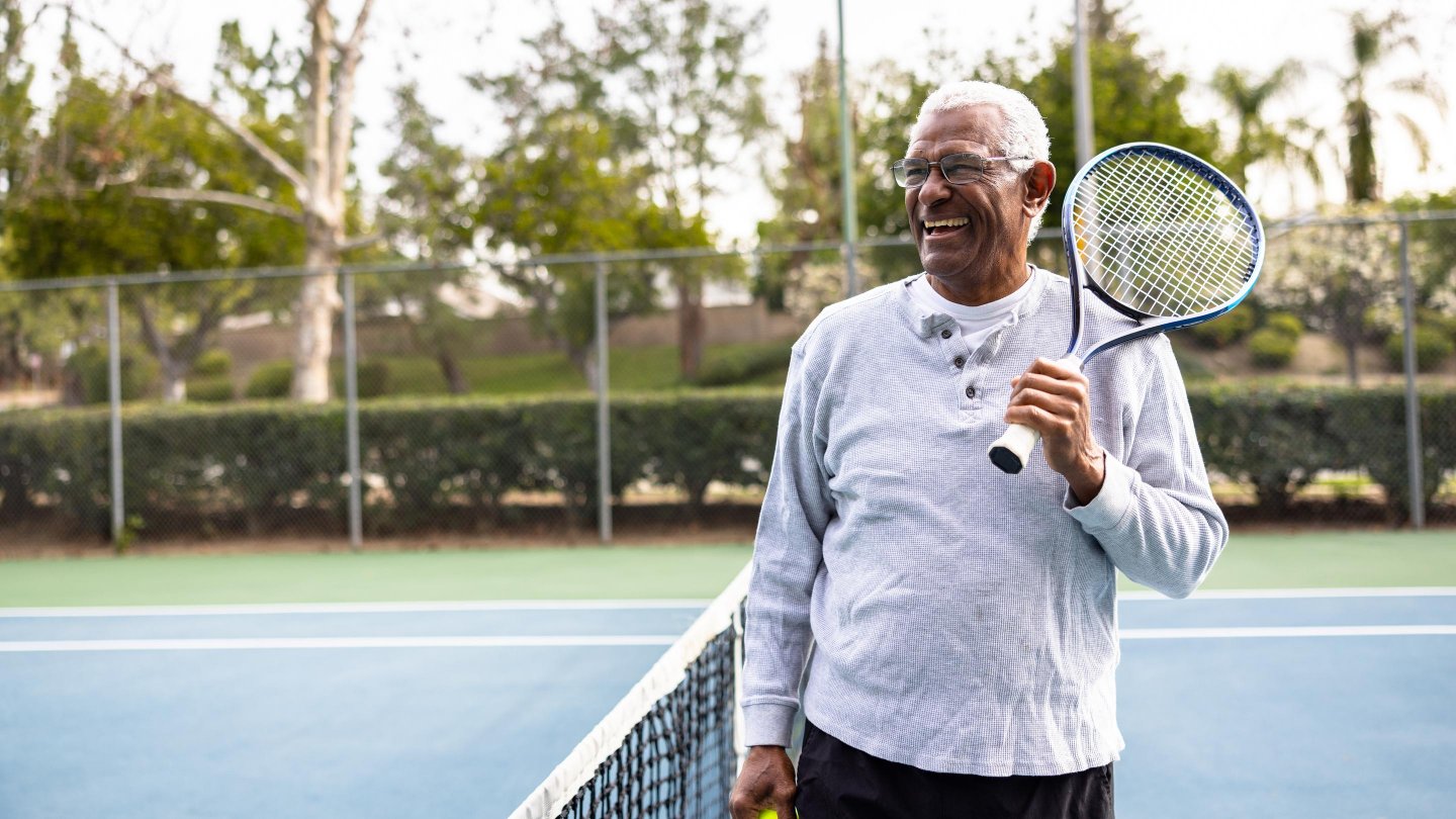  A senior black man smiling