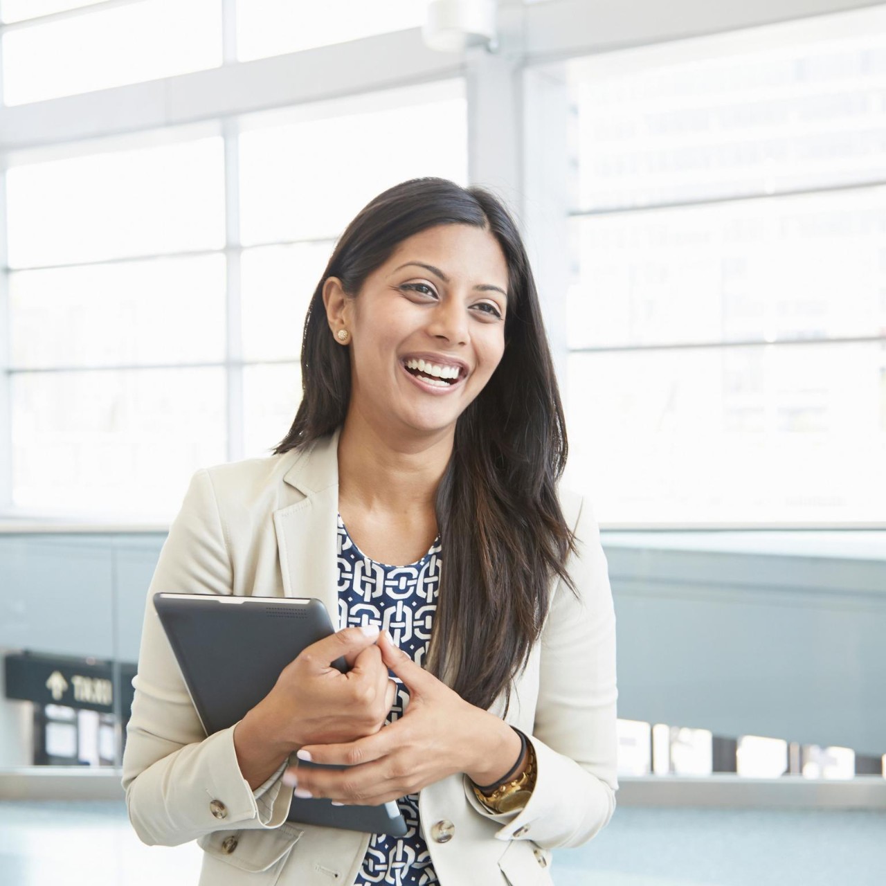 Woman with tablet at office