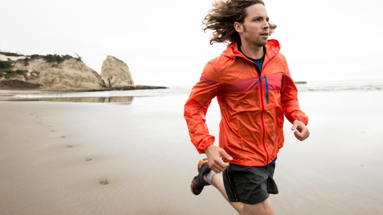 Jogging near the Oregon coast.