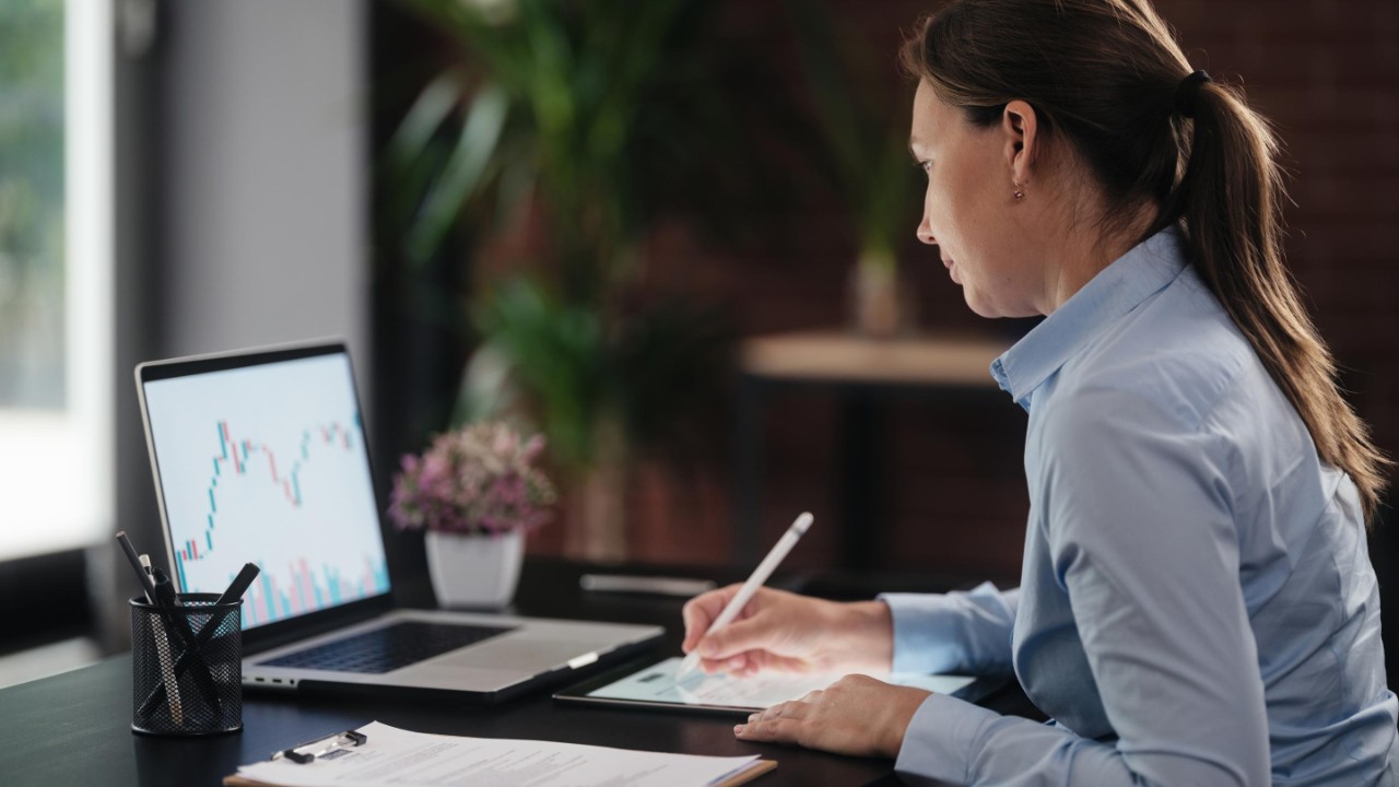 Businesswoman Checking Her Laptop Computer