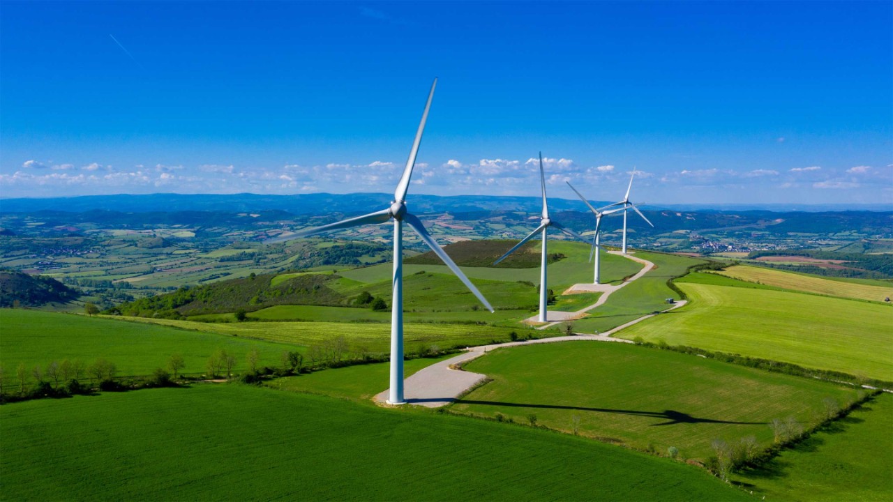 風力タービン、再生可能エネルギー - 空中図