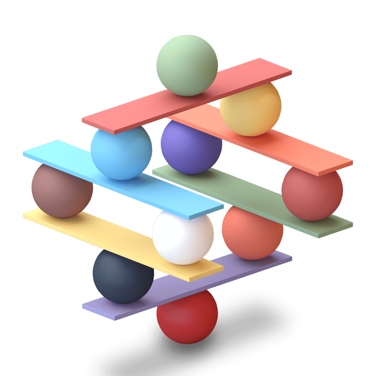 Jenga game color block tower with balls