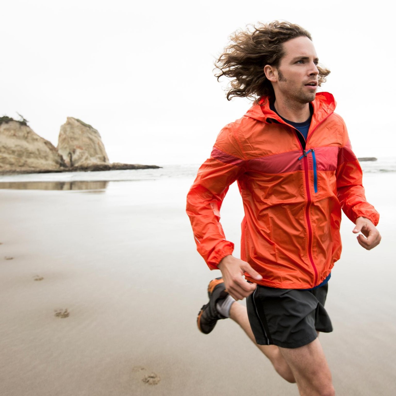 Jogging near the Oregon coast.