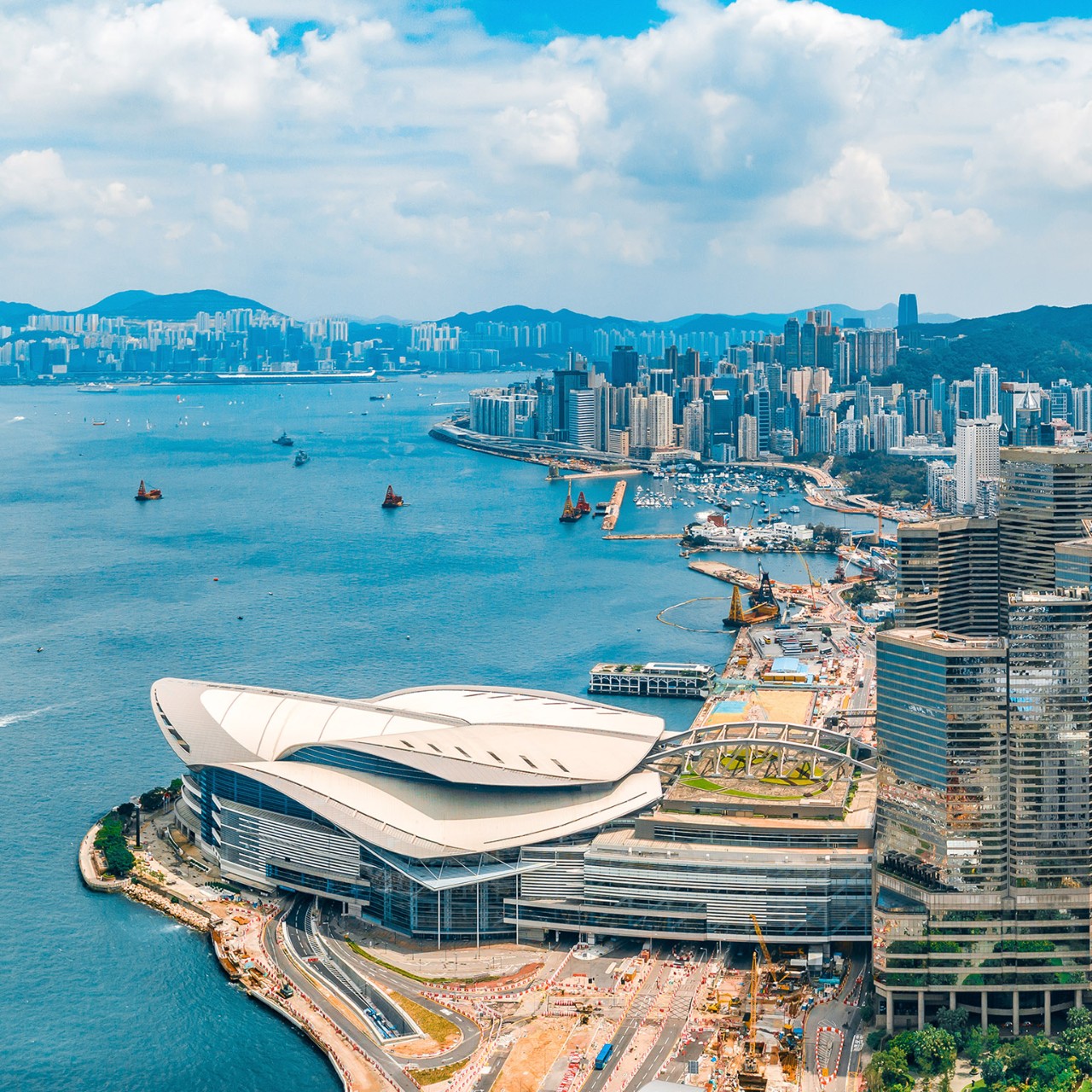 Aerial view of Hong Kong skyline 