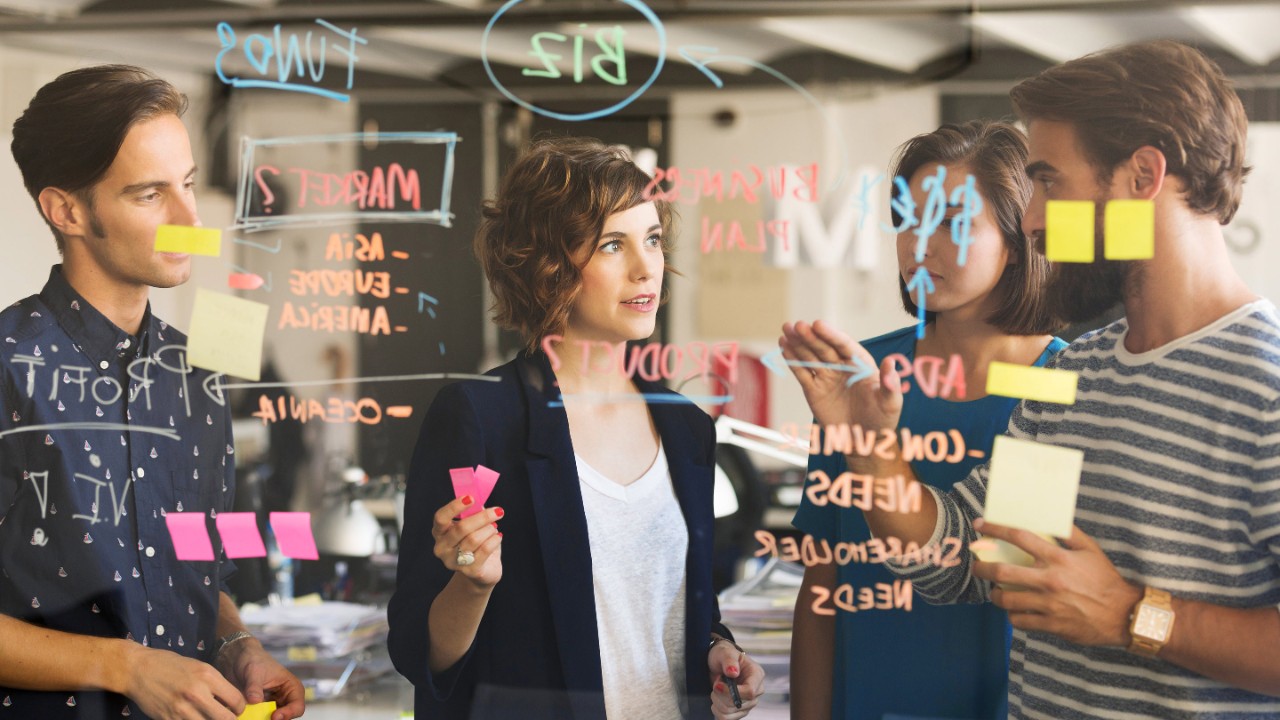 Business people discussing over plan