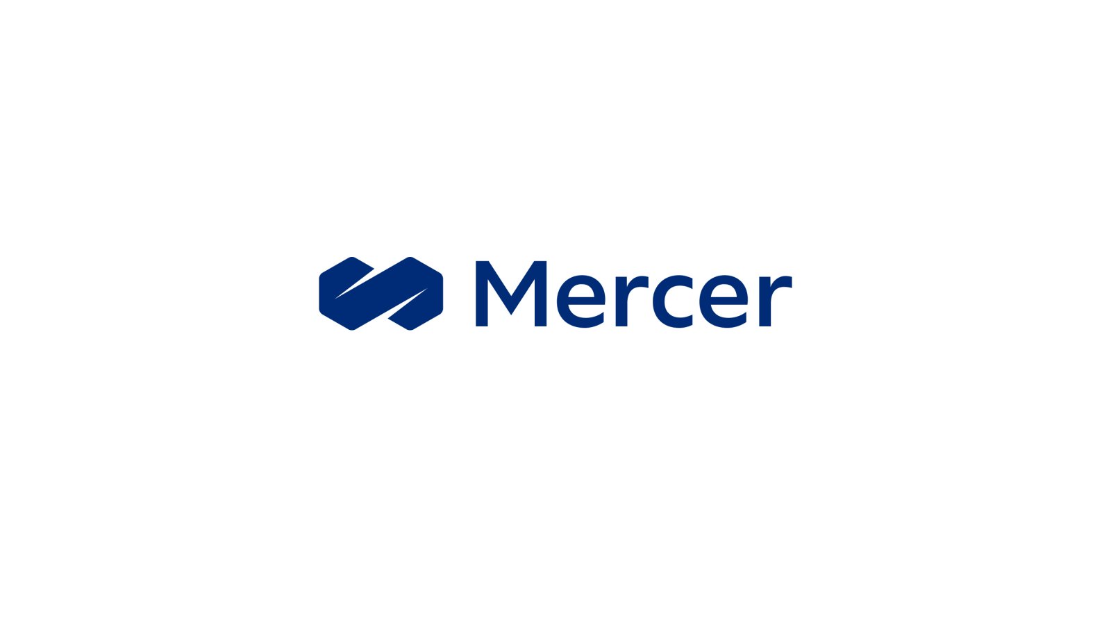 Blue mercer logo on a white background